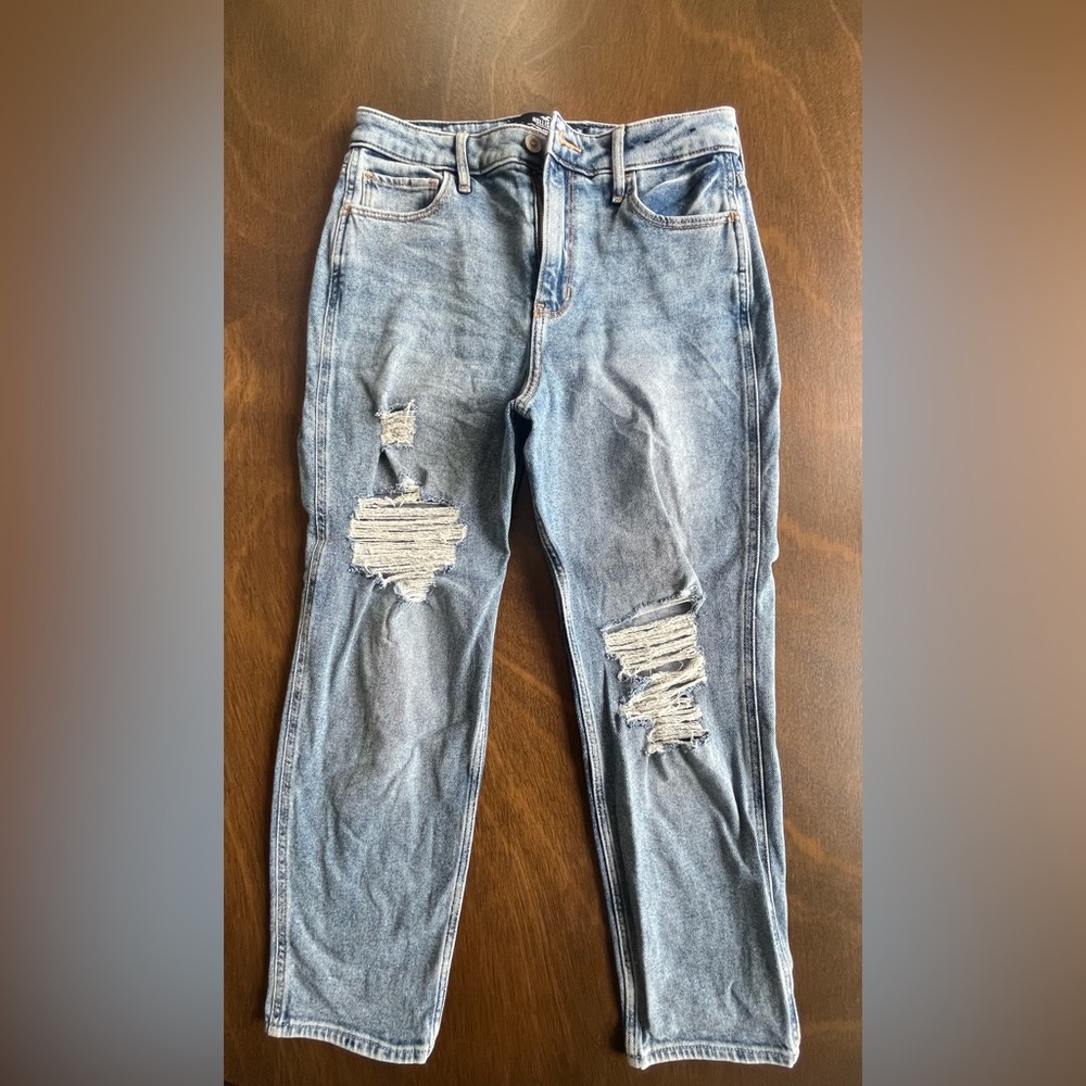 Hollister High Rise Light Wash Distressed Jeans